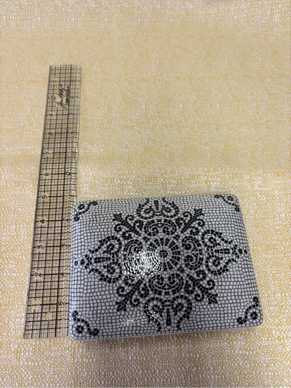 Vista Alegre Black and White Mosaic Porcelain Box - Picture 4 of 10